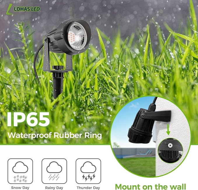 L LOHAS LED Landscape Spot Lights Outdoor, Dusk to Dawn Sensor 5W LED Spotlights - Image 4