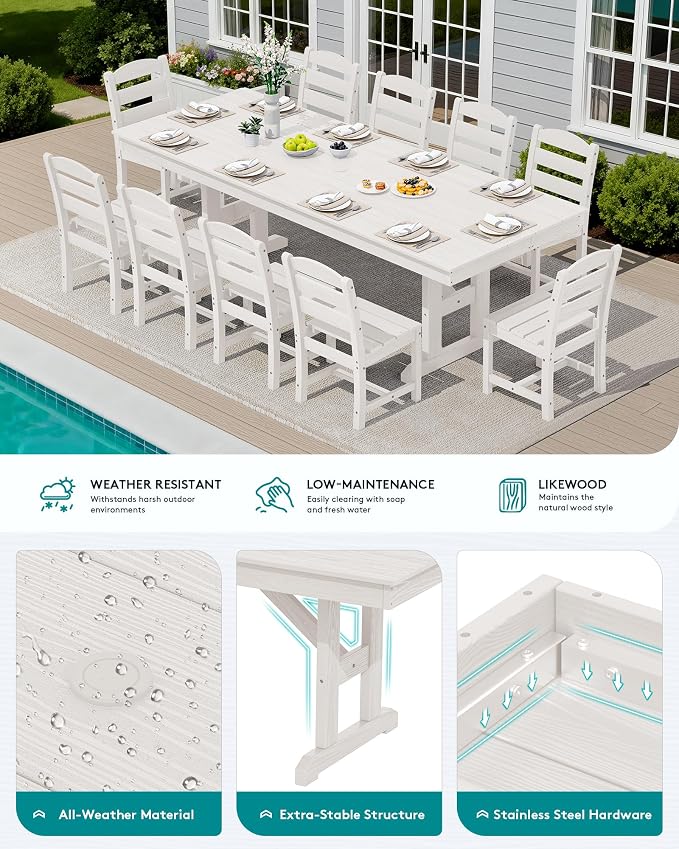 SERWALL 11 Piece Outdoor Dining Set - Image 3