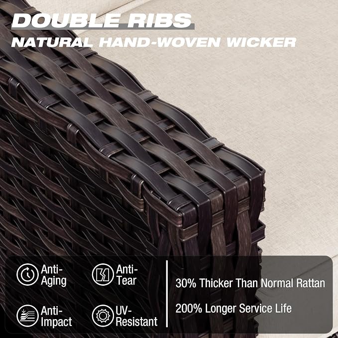 Joyside Wicker Patio Furniture Sets, 9 Pieces Upgraded Large Size Outdoor - Image 5