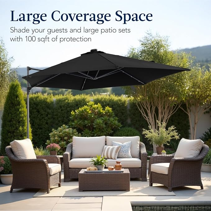 Best Choice Products 10ft Solar LED Offset Cantilever Hanging Market Patio - Image 5
