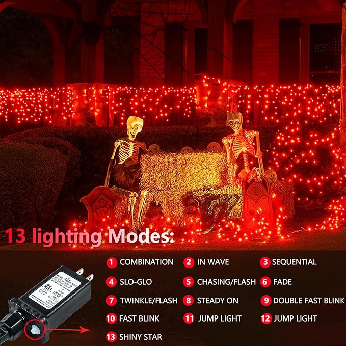 Connectable 200 LED String Lights Indoor Outdoor, 66FT Red Christmas Lights - Image 3