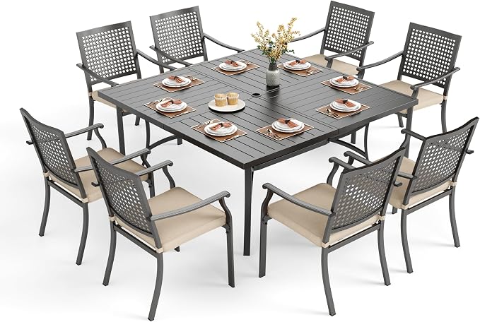 PHI VILLA 9 Pieces Outdoor Dining Set by PHIVILLAThepioneerofcomfortablehouseholdsupplies