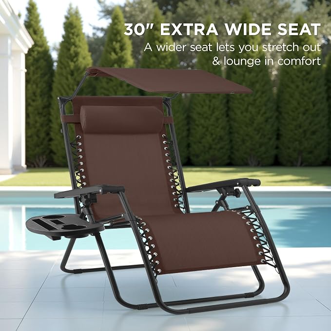 Best Choice Products 30” Wide Folding Zero Gravity Outdoor Recliner Patio - Image 3