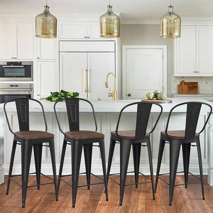 Yongqiang Barstools Set of 4 Counter Height Bar Stools - Image 7