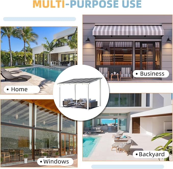 AECOJOY 10' x 8' Pergolas and Gazebos on Clearance in White, Large Wall Mounted - Image 6