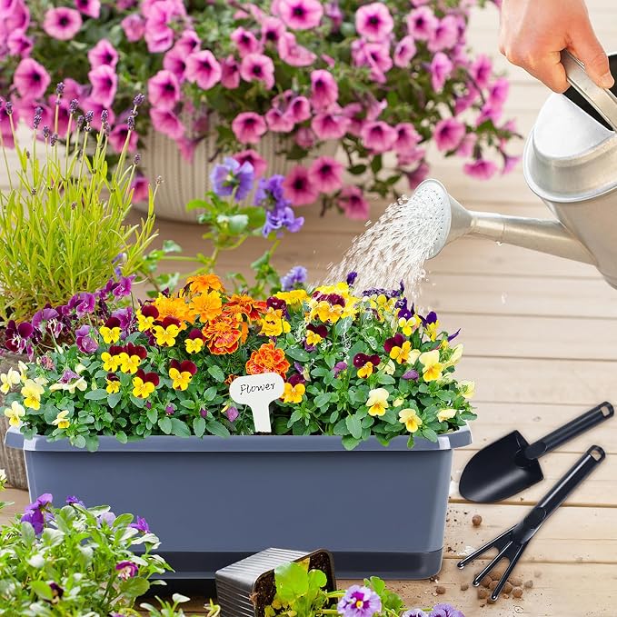Window Box Planter 6 Pcs, 18 Inches Rectangle Flower Pots - Image 4