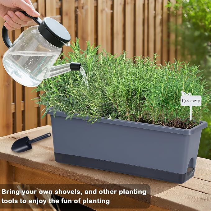 Window Box Planter 4 Packs, 17 Inches Rectangle Flower Pots - Image 3