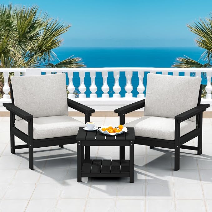 SERWALL HDPE Patio Sofa Set, 3-piece Sectional Outdoor Furniture Set, All by SERWALL