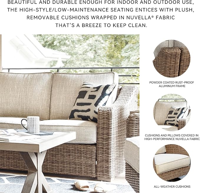 Signature Design by Ashley Beachcroft Outdoor Left & Right Arm Facing Wicker - Image 5