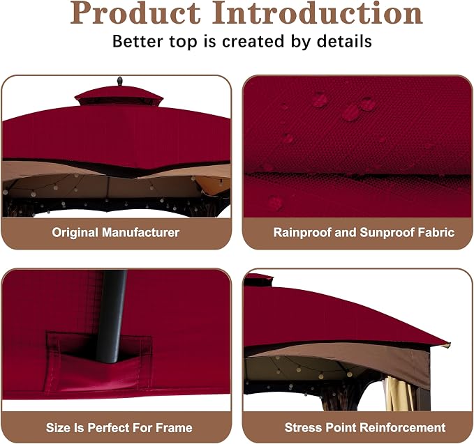 SCOCANOPY Burgundy Ripstop Replacement Roof - Image 4