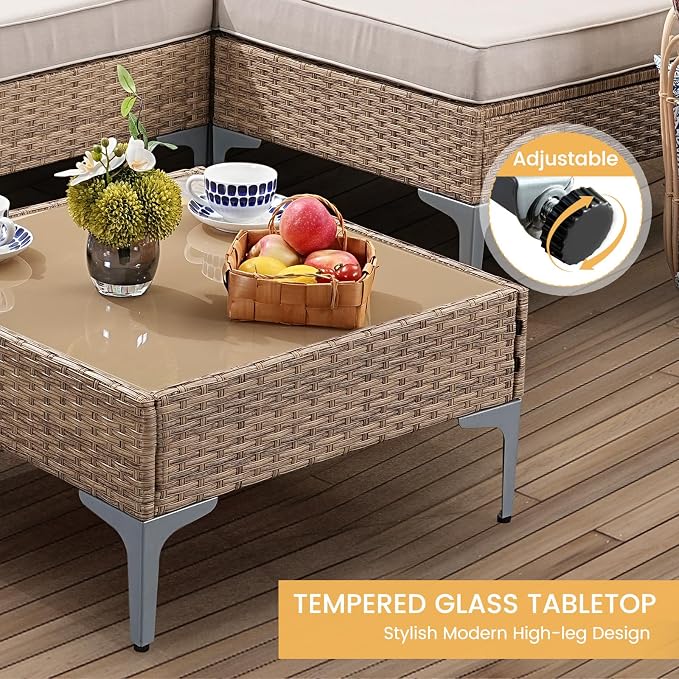9 Piece Patio Furniture Set, Wicker Modular Outdoor Furniture - Image 4
