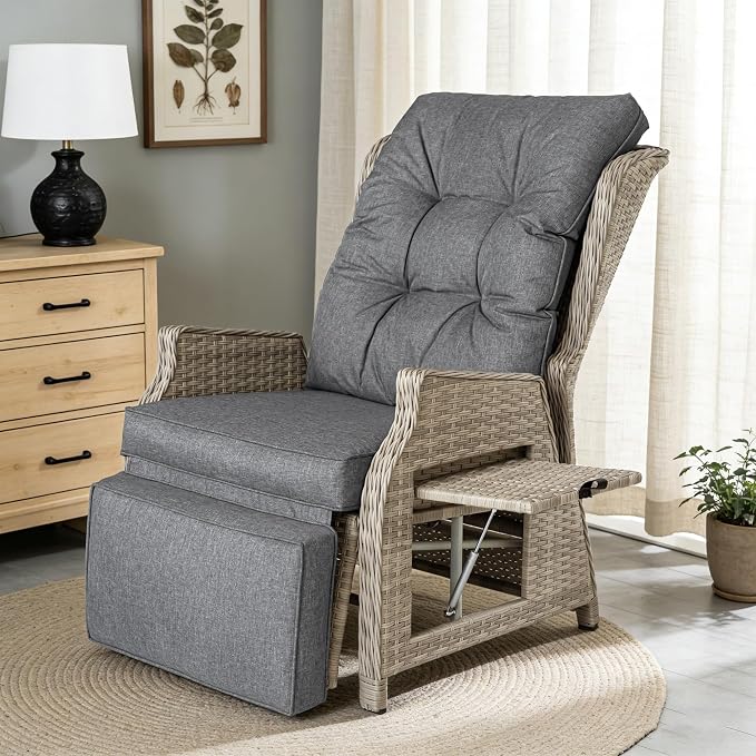 Outdoor Recliner with Adjustable Back and Footrest, Patio 150° Lay Flat - Image 7