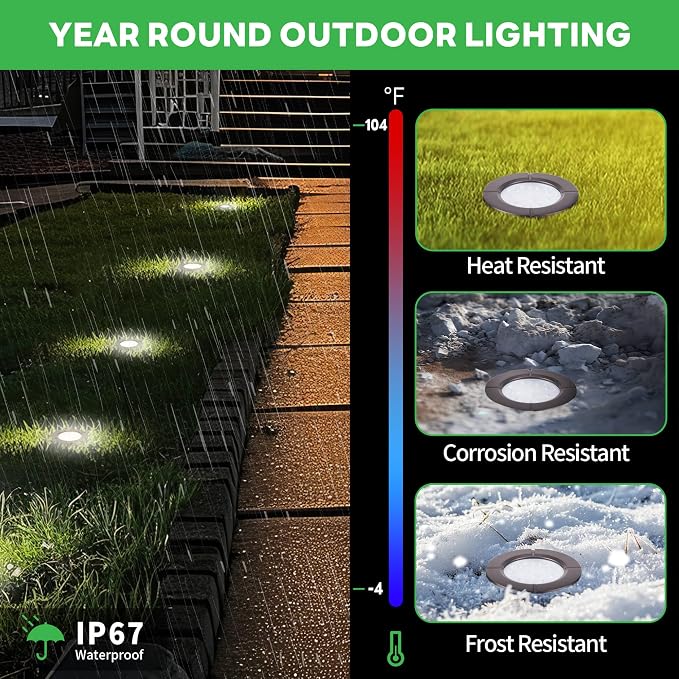Landscape Well Light Kit, 8 Pack LED Low Voltage In Ground Lights and 100W - Image 4