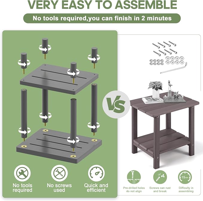 Outdoor Side Table, 2-Tier Small Outdoor Table - Image 3