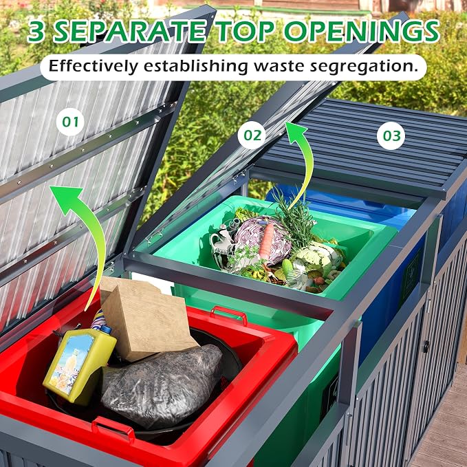 AECOJOY Outdoor Trash Can Storage Shed - Image 3