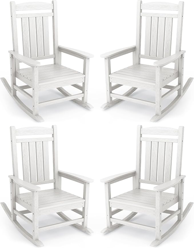 KINGYES Oversized Outdoor Rocking Chair Set of 4, High Density Polyethylene by KINGYES
