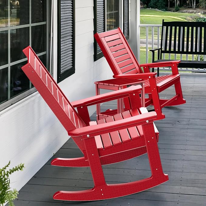 GREENVINES Outdoor Rocking Chairs | Set of 4 | Porch Rocker | HDPE Plastic | - Image 9
