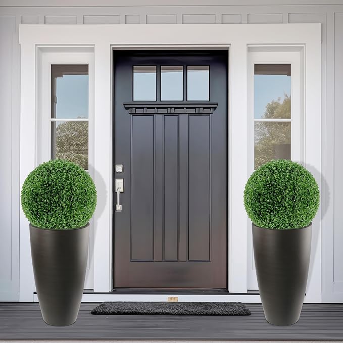2 Packs 21 inch Tall Planter, Indoor Outdoor Round Planter - Image 4