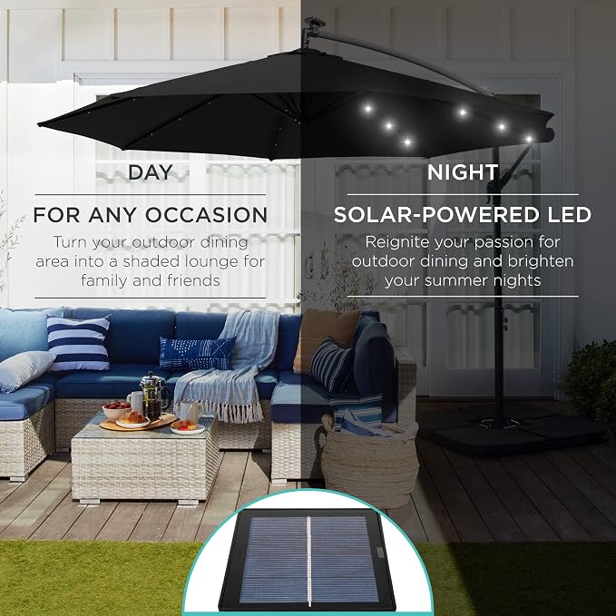 Best Choice Products 10ft Solar LED Offset Cantilever Hanging Market Patio - Image 3