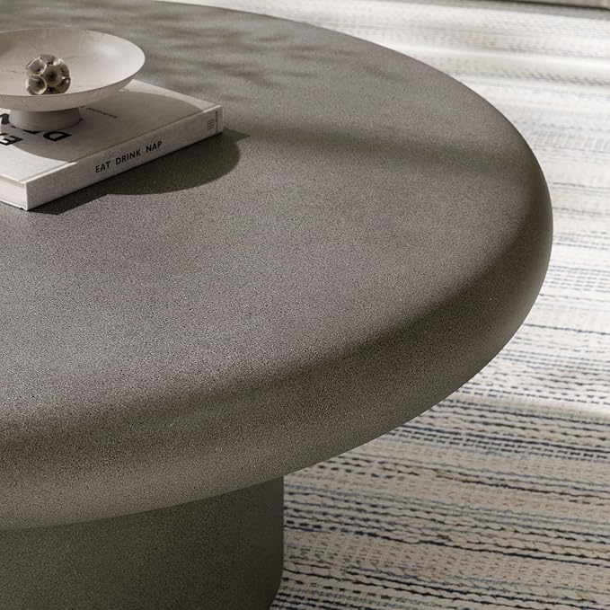 Modway Argos Round Concrete Coffee Table in Gray - Image 6