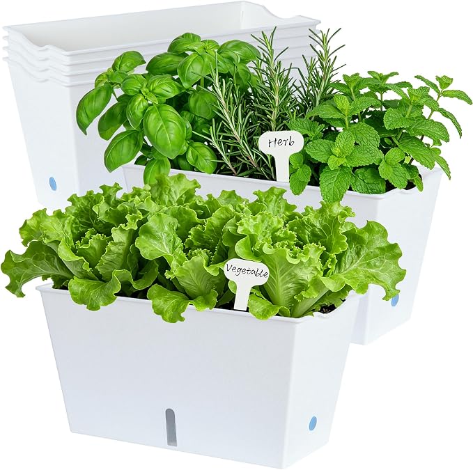 Window Box Planter 6 Pcs, 12.1 Inches Self Watering Plant Pots Rectangle Flower - Image 3