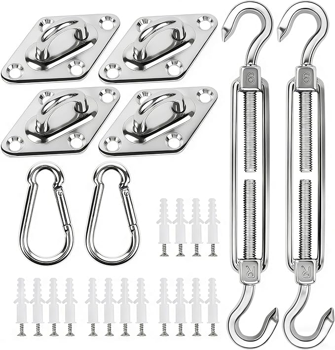 YOFIT 40 Pcs Shade Sail Hardware Kit, 6 Inch Outdoor Sun Sail Accessories by yofit