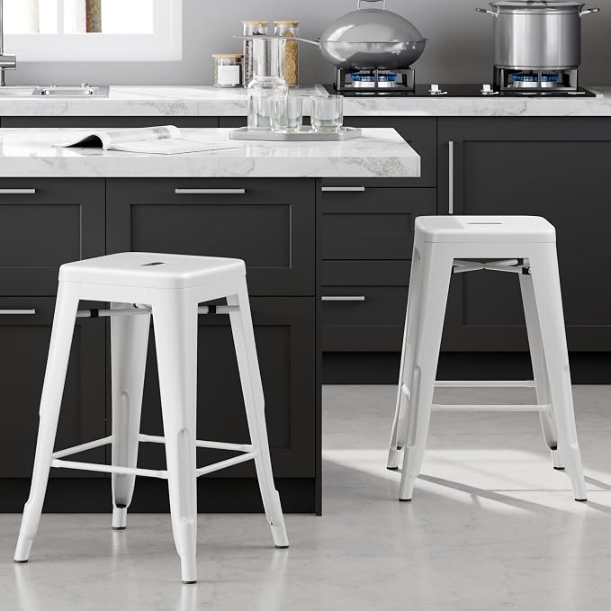 Yaheetech 24 Inch Metal Barstools Set of 4, Counter Height Backless Stools - Image 2