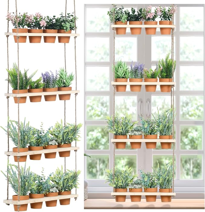 4 Tiered Window Plant Shelves Hanging Herb Planter Indoor Display - Image 8