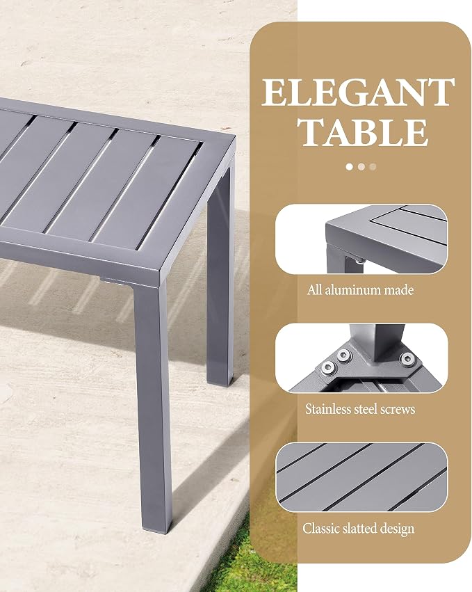 Crestlive Products Outdoor Side Table Set of 2, Aluminum Rectangular Side/End - Image 5