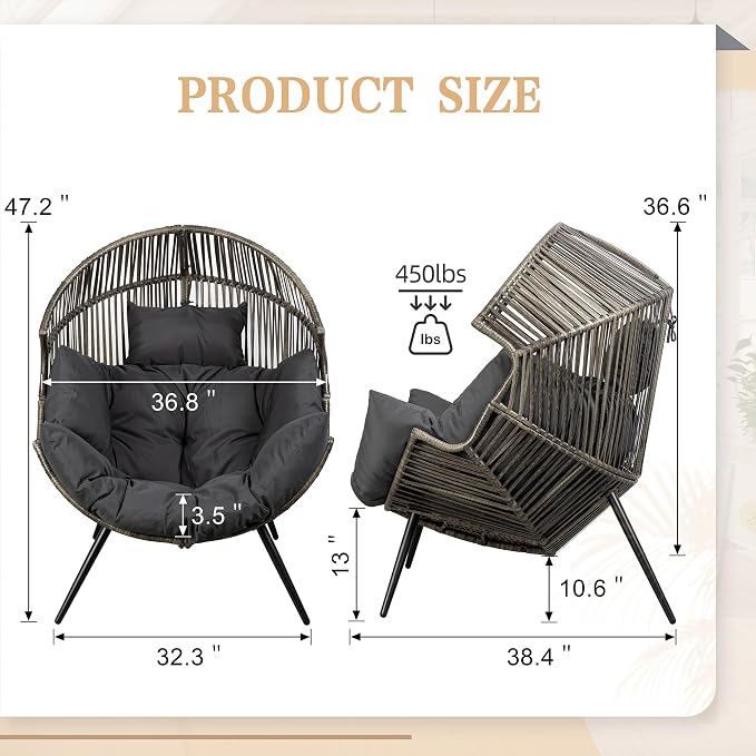 Vongrasig Wicker Egg Chair PE Rattan Chair - Image 2