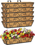 6pcs 24 Inch Window Deck with Coco Liner, Metal Hanging Flower Planter Window by LAWYAMAI