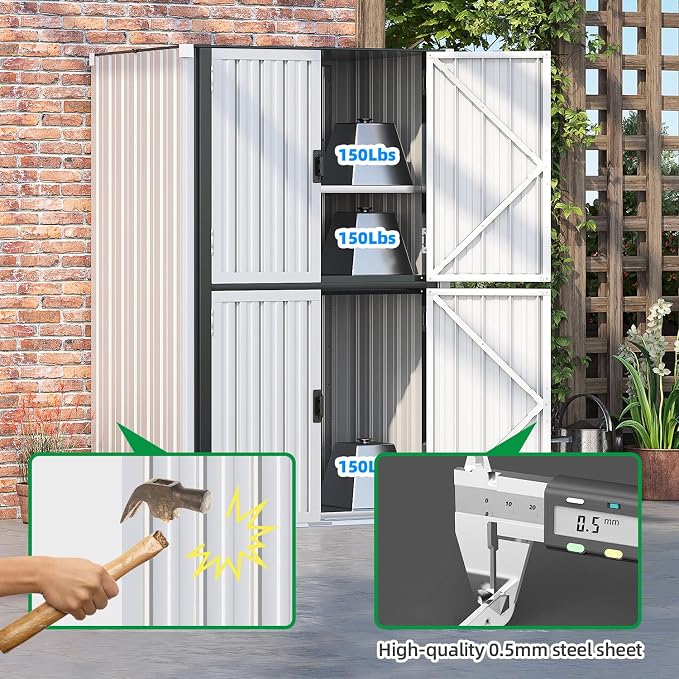 AECOJOY Outdoor Storage Cabinet Waterproof, Large Tall Vertical Outdoor - Image 4