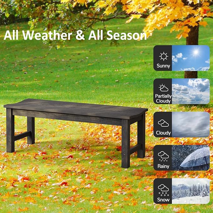 Outdoor Bench Set of 2, 2-Person Patio Backless Benches, HIPS Weatherproof - Image 4