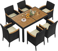 Yaheetech 7 Piece Patio Furniture Set, Outdoor Dining Acacia Wood Table Top by Yaheetech