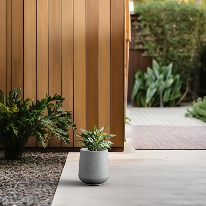 Kante 8.2" Dia Round Concrete Planter, Outdoor Indoor Large Plant Pots - Image 5