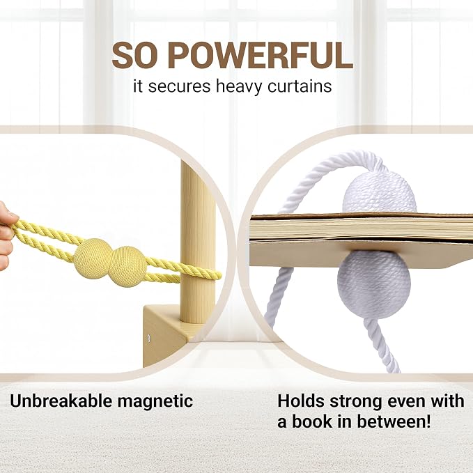 Hion Magnetic Curtain Tiebacks Golden 4 Pack, Curtain Tiebacks Buckles - Image 5