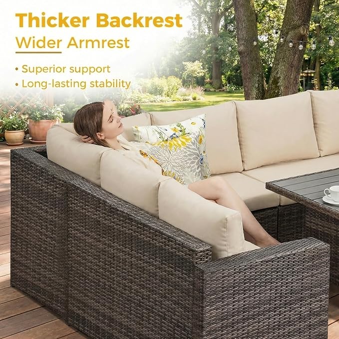 Wisteria Lane 7 Piece Patio Furniture Set, Wicker Patio Sectional - Image 5