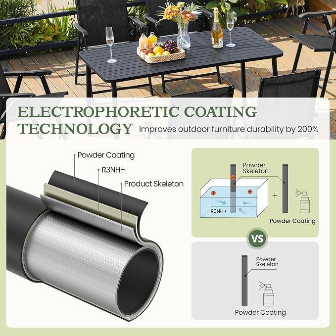 Yaheetech Outdoor Dining Table for 6 Person, Rectangular Slatted Metal Patio - Image 7