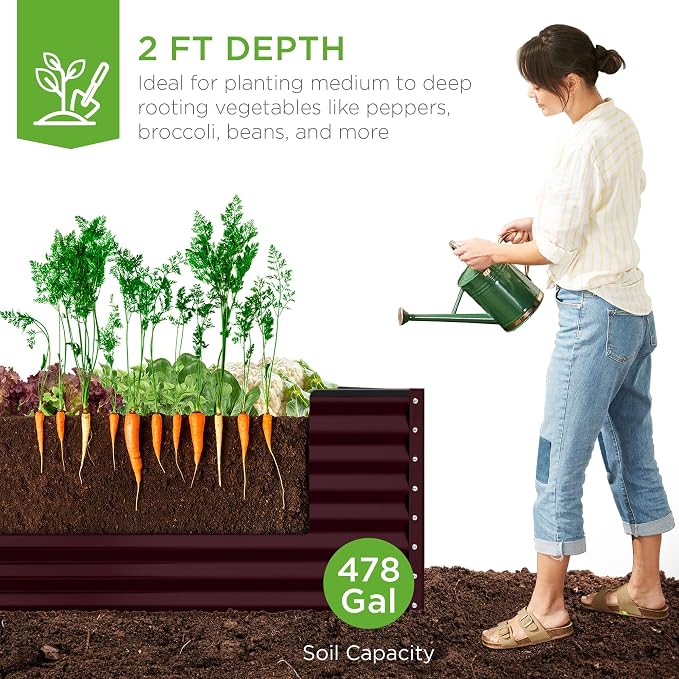 Best Choice Products 8x4x2ft Outdoor Metal Raised Garden Bed, Deep Root Planter - Image 4