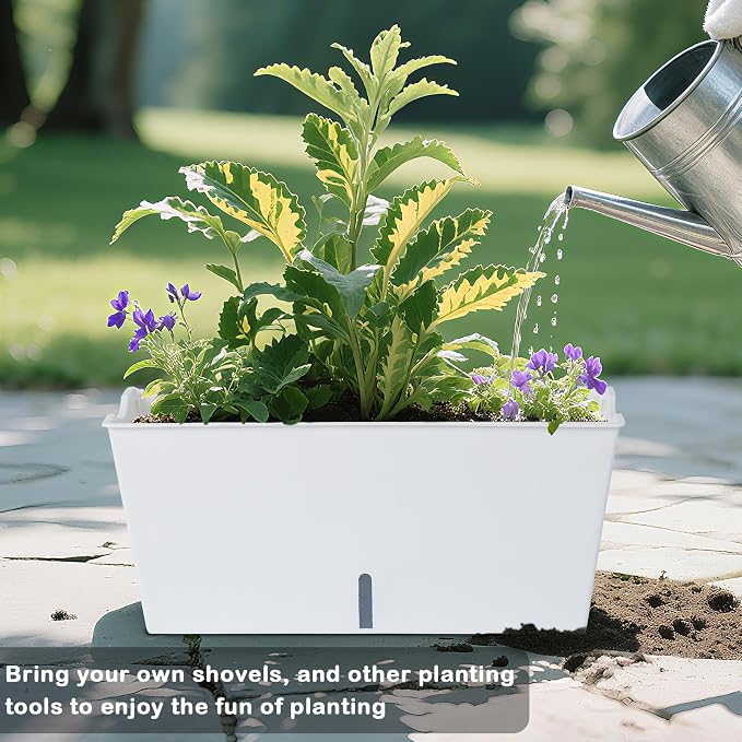 Window Box Planter 6 Pcs, 16.5 Inches Self Watering Rectangle Flower Plant Pots - Image 6
