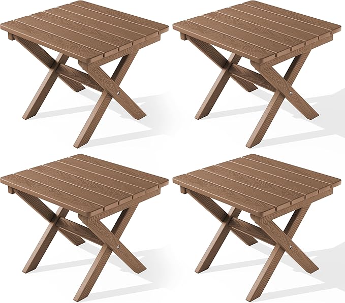 SERWALL Folding Outdoor Side Table Set of 4, Small Adirondack Side Table by SERWALL