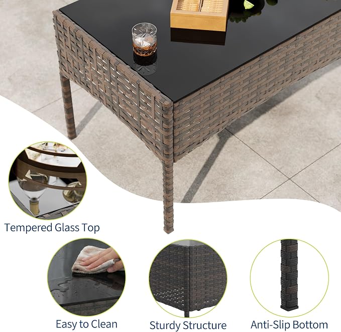 GAOMON 4-Piece Patio Furniture Set, Modern PE Rattan Conversation Set - Image 7