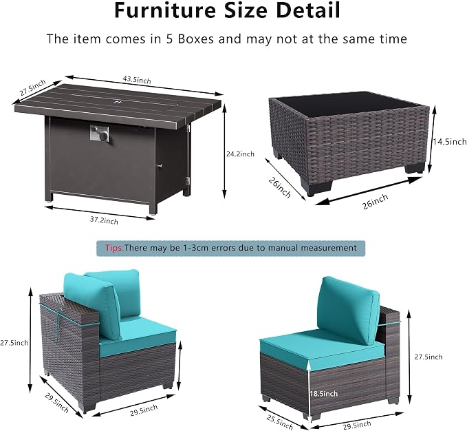 Outdoor Terrace Furniture Set, 15 Piece Outdoor Furniture Set, - Image 2