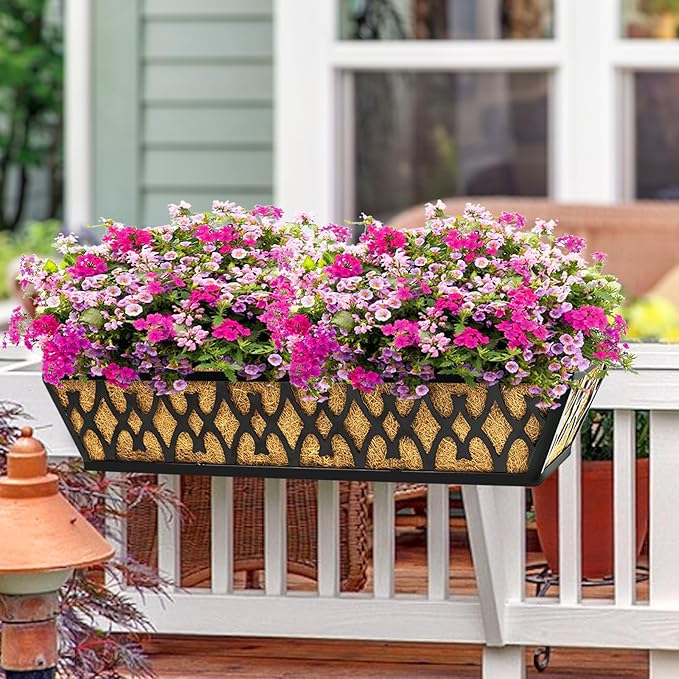 2 Pack 24 Inch Window Boxes Planters Railing Planter Box - Image 4