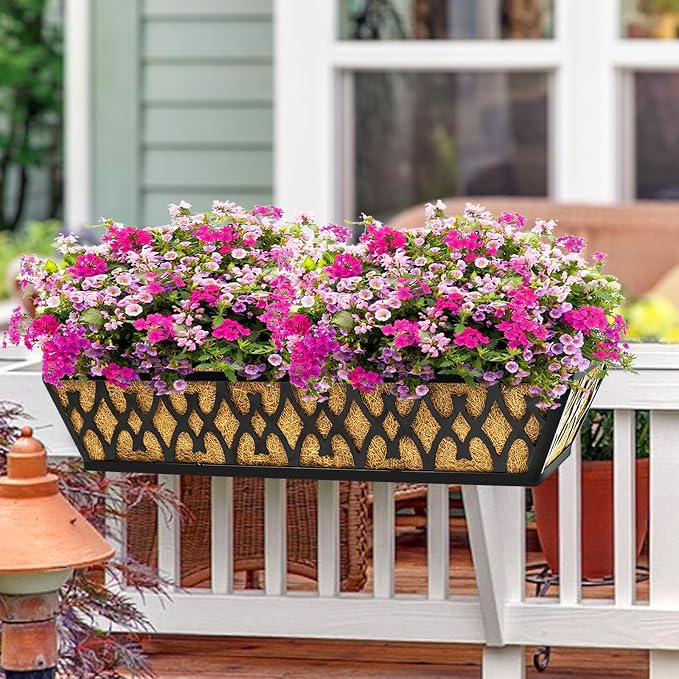 4 Pack 16 Inch Window Boxes Planters Railing Planter Box - Image 7