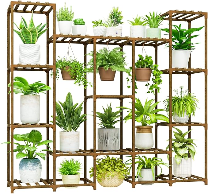 Bamworld Large Plant Stand Indoor Outdoor Hanging Shelf by Bamworld