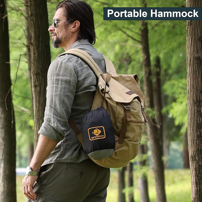 Camping Hammock with Net, Portable Lightweight Double Hammocks with Tree Straps - Image 6