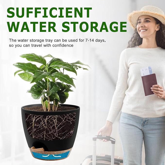 Plant Pots 12/10/9 Inch Self Watering Pots, Plastic Flower Pots, Nursery - Image 5