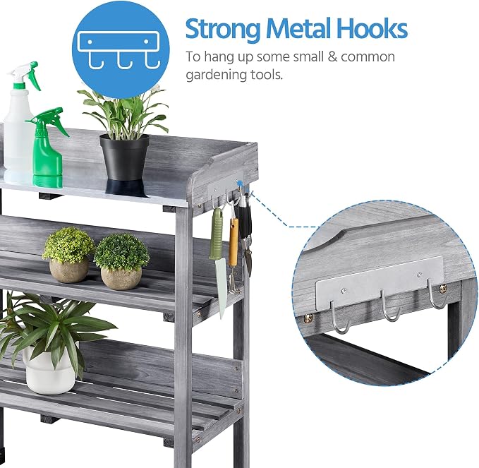 Yaheetech Garden Potting Table Horticulture Potting Bench w/Storage Shelf - Image 6