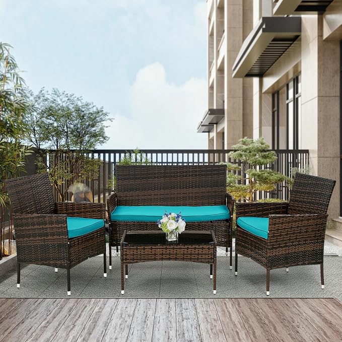 PayLessHere Outdoor Furniture Set 4 Pcs Modular Patio Furniture Set Water - Image 7